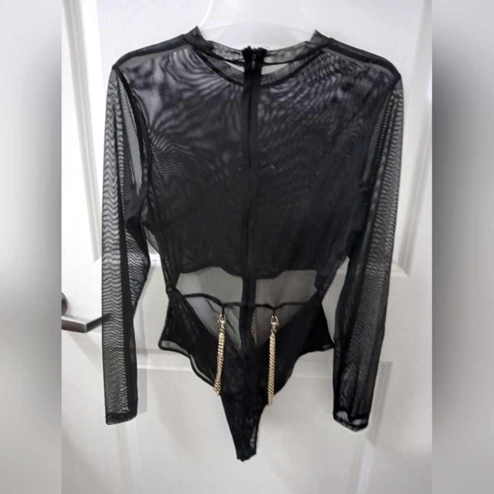 Black Mesh Cut out body suit